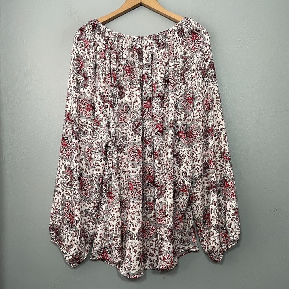 Chaps Peasant Top Plus Size 2X Paisley Country Boho Preppy Western Lightweight - Picture 4 of 10